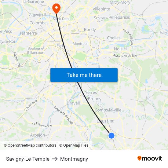 Savigny-Le-Temple to Montmagny map