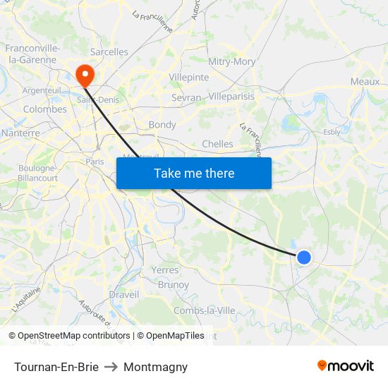 Tournan-En-Brie to Montmagny map