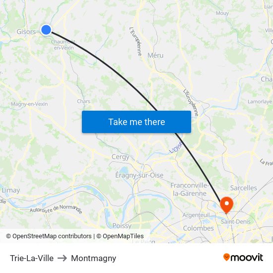 Trie-La-Ville to Montmagny map