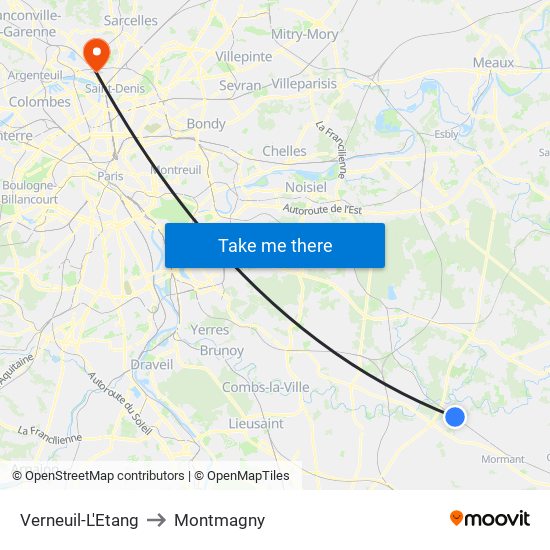 Verneuil-L'Etang to Montmagny map