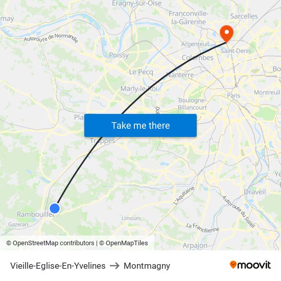 Vieille-Eglise-En-Yvelines to Montmagny map