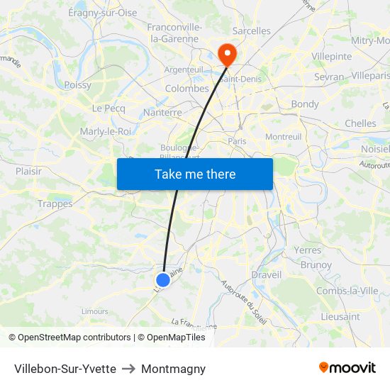 Villebon-Sur-Yvette to Montmagny map
