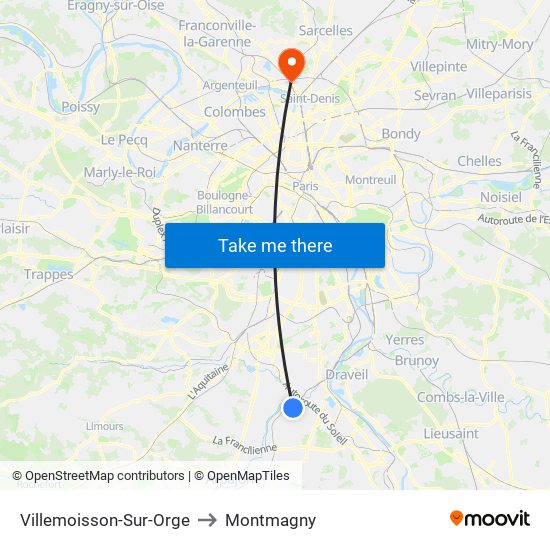 Villemoisson-Sur-Orge to Montmagny map