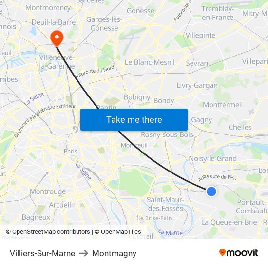 Villiers-Sur-Marne to Montmagny map