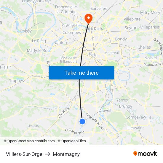 Villiers-Sur-Orge to Montmagny map