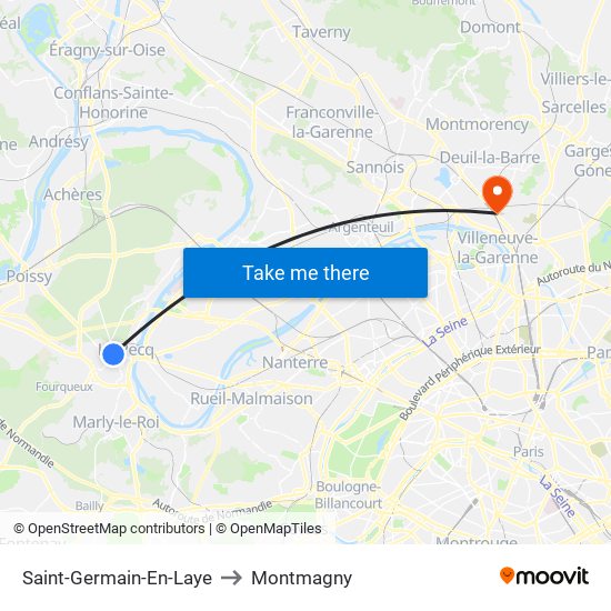 Saint-Germain-En-Laye to Montmagny map
