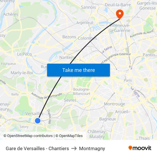 Gare de Versailles - Chantiers to Montmagny map