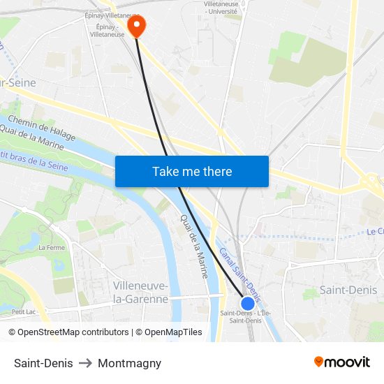 Saint-Denis to Montmagny map