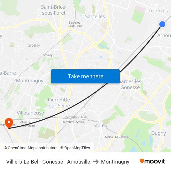 Villiers-Le-Bel - Gonesse - Arnouville to Montmagny map