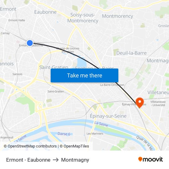 Ermont - Eaubonne to Montmagny map