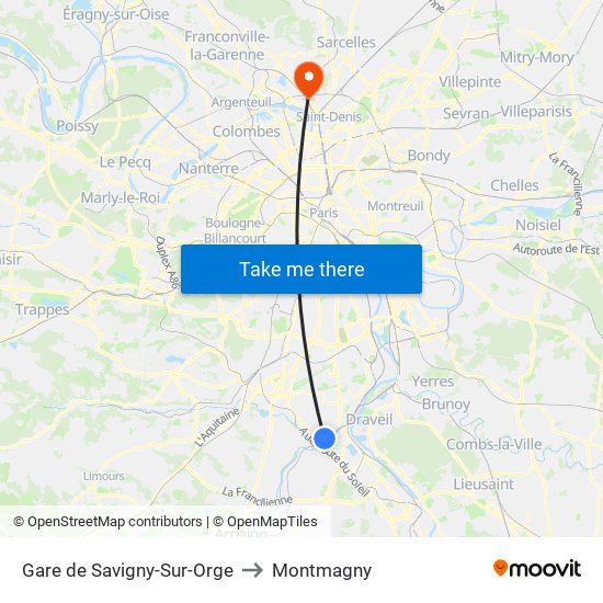 Gare de Savigny-Sur-Orge to Montmagny map