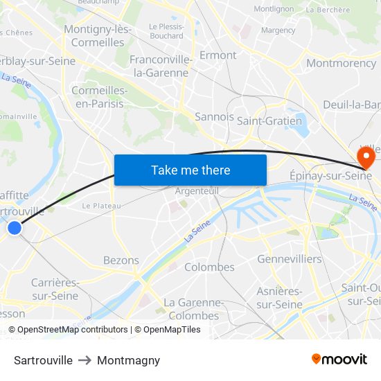 Sartrouville to Montmagny map