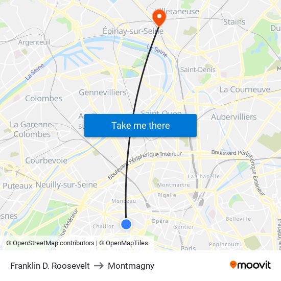 Franklin D. Roosevelt to Montmagny map