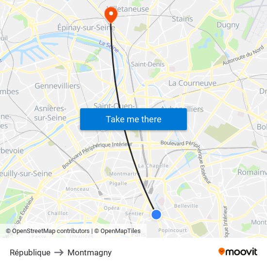 République to Montmagny map