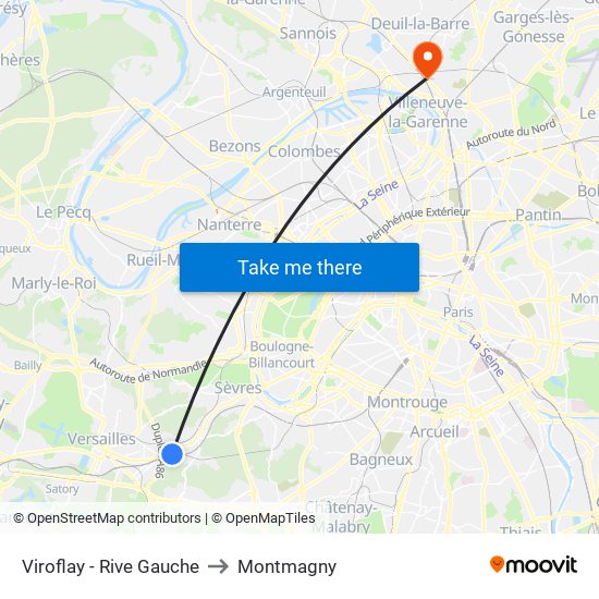 Viroflay - Rive Gauche to Montmagny map