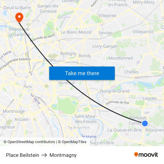 Place Beilstein to Montmagny map