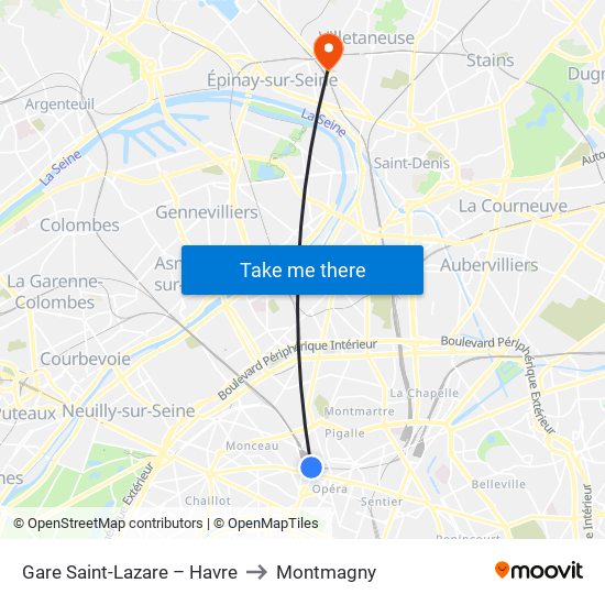 Gare Saint-Lazare – Havre to Montmagny map