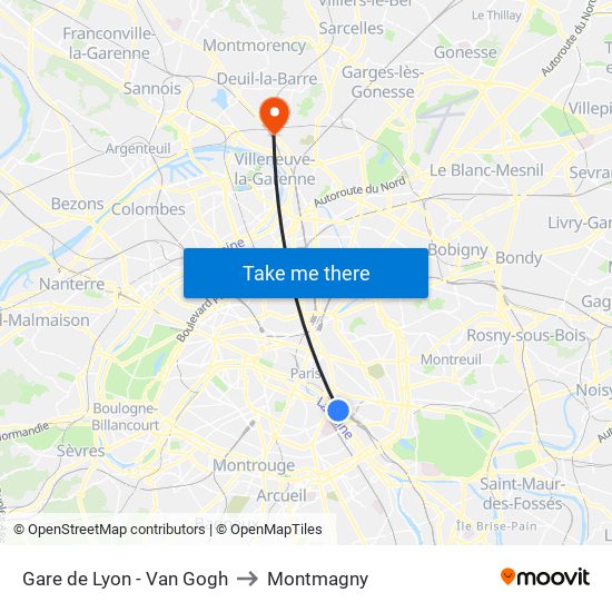 Gare de Lyon - Van Gogh to Montmagny map