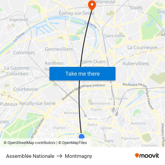 Assemblée Nationale to Montmagny map