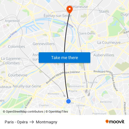 Paris - Opéra to Montmagny map