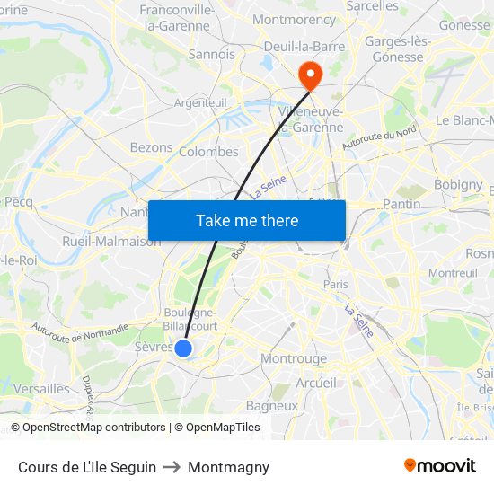 Cours de L'Ile Seguin to Montmagny map