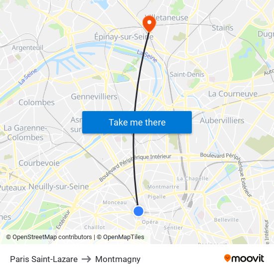 Paris Saint-Lazare to Montmagny map