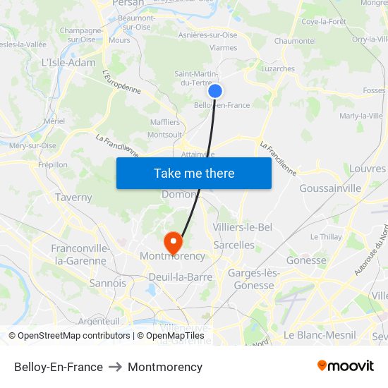 Belloy-En-France to Montmorency map