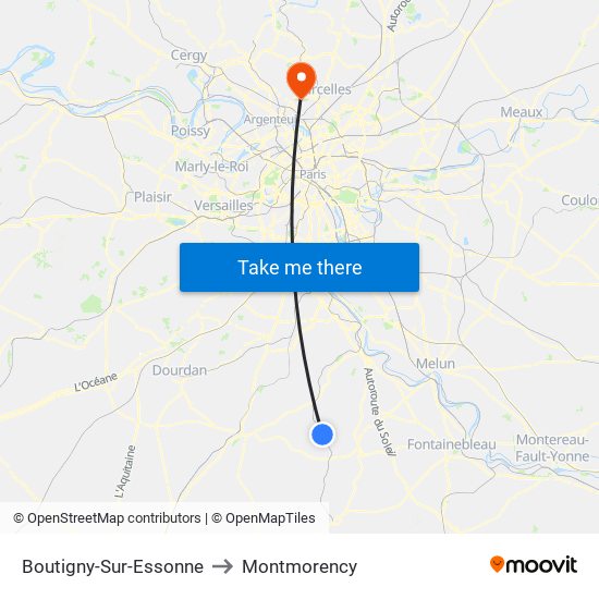 Boutigny-Sur-Essonne to Montmorency map