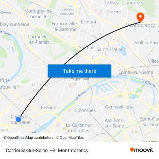 Carrieres-Sur-Seine to Montmorency map