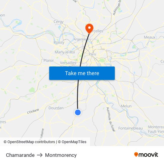 Chamarande to Montmorency map