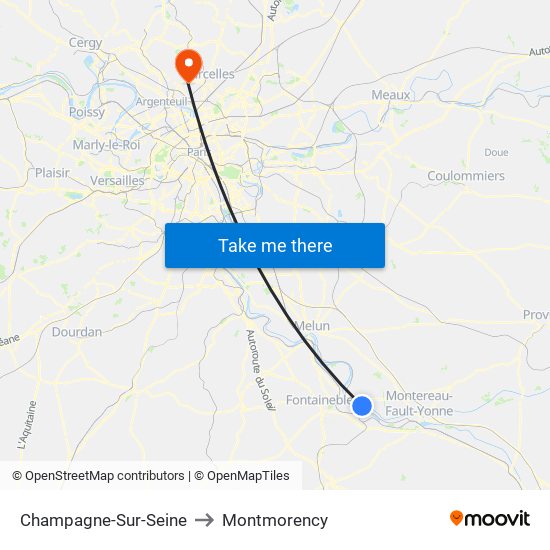 Champagne-Sur-Seine to Montmorency map