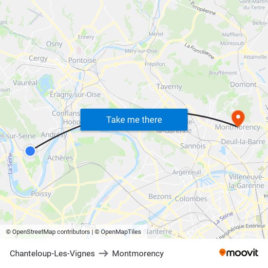 Chanteloup-Les-Vignes to Montmorency map