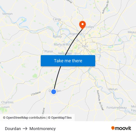 Dourdan to Montmorency map