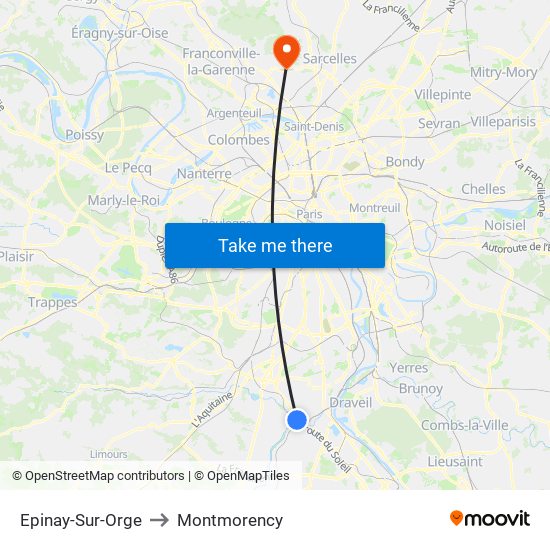 Epinay-Sur-Orge to Montmorency map