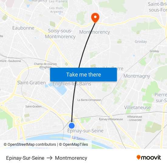 Epinay-Sur-Seine to Montmorency map