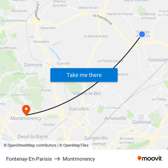 Fontenay-En-Parisis to Montmorency map