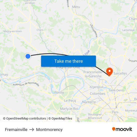 Fremainville to Montmorency map