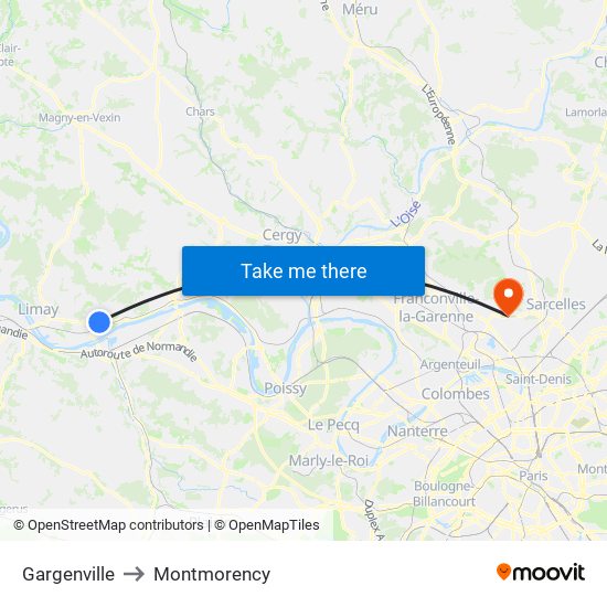 Gargenville to Montmorency map