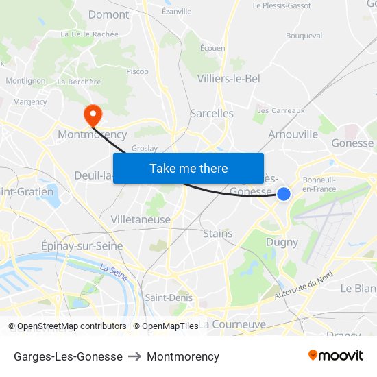Garges-Les-Gonesse to Montmorency map