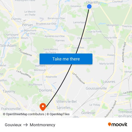 Gouvieux to Montmorency map