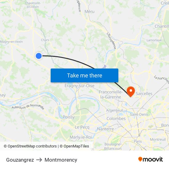 Gouzangrez to Montmorency map