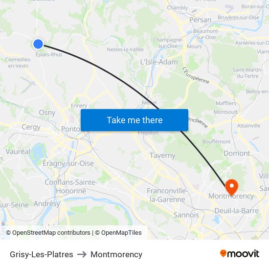 Grisy-Les-Platres to Montmorency map