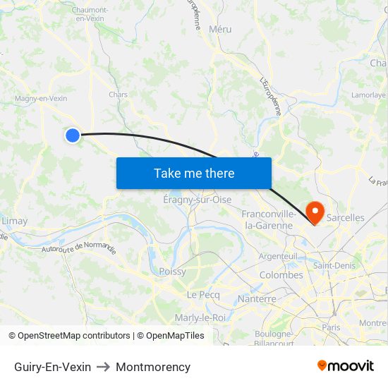 Guiry-En-Vexin to Montmorency map