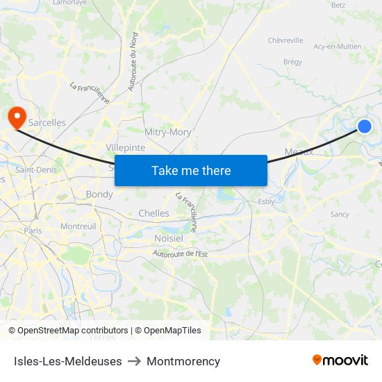 Isles-Les-Meldeuses to Montmorency map