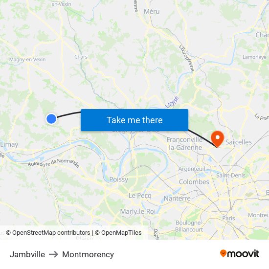 Jambville to Montmorency map