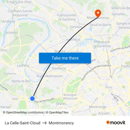 La Celle-Saint-Cloud to Montmorency map