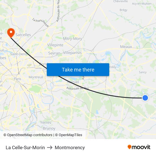 La Celle-Sur-Morin to Montmorency map