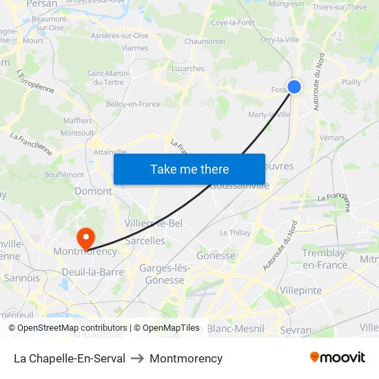 La Chapelle-En-Serval to Montmorency map