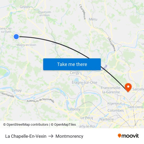 La Chapelle-En-Vexin to Montmorency map