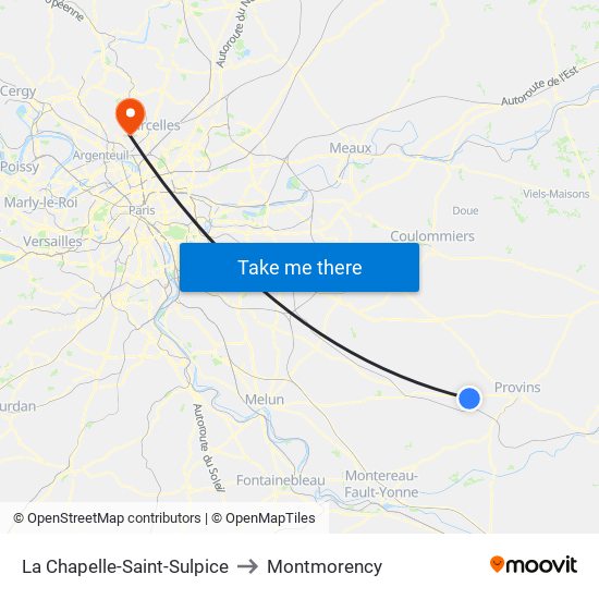La Chapelle-Saint-Sulpice to Montmorency map